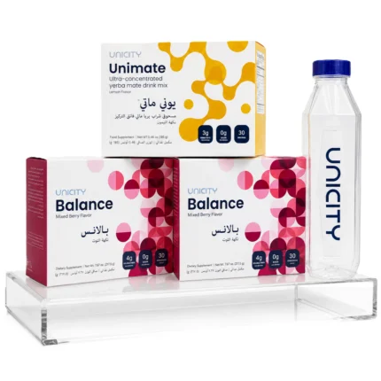 Feel Great 30-Day Program – Unimate Lemon & 2 Mixed Berry Balance Packs with Unicity Bottle